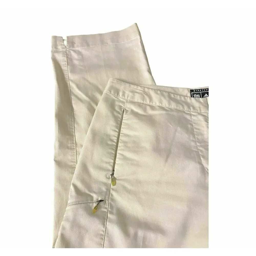 Adidas Women's Ivory Sz 8 Capri Pant Golf Club Slim Fit Stretch Pockets Chino